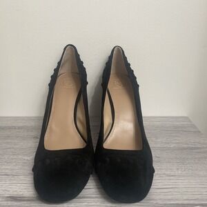 Tory‎ Burch Colt Black suede Studded Block 3 1/2" Heel pumps women's 10 New